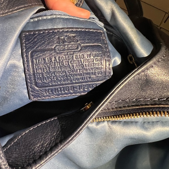 Coach Madison Navy Blue Leather Maggie Hobo Shoulder Bag Purse Tote - NCO - Picture 10 of 13